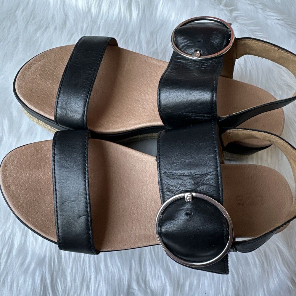 UGG Women’s April Black Upper Leather Slingback Espadrilles Size US 7.5 - Picture 10 of 10